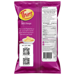 Thins Salt & Vinegar confectionery snacks in bright packaging with crispy texture and tangy flavor.