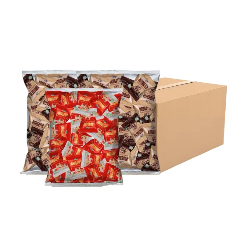 Nezline Nesline Nougatto nougat snacks with Oreo cookies, chewy confectionery treat in colorful packaging.