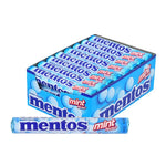Mentos Soft Candy Mint flavor 29.7g pack, showing colorful mint-flavored chewy candies in clear packaging.