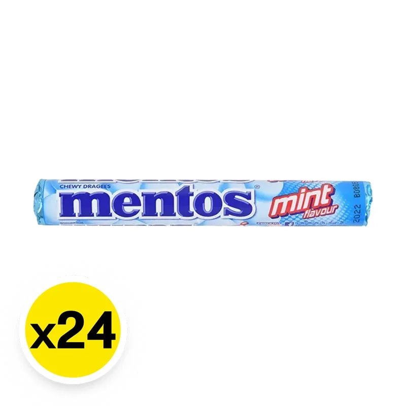 Mentos Soft Candy Mint flavor in 29.7g packs, displayed in a clear bag, perfect for snacks and confectionery enjoyment