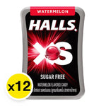 Halls XS Watermelon cough drops in a 12-pack, small candy lozenges with watermelon flavor from Halls.