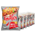 Tasto Devil Potato Rock Chips Max Spicy 42g snack pack, crispy spicy potato chips from Tasto in a six-pack display.