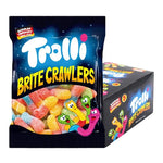 Trolli Gummy Brite Crawler candies in 14g packs, colorful gummy snack from Trolli, part of dry grocery confectionery assortment.
