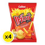 JAXX Jaxx Extrude with Chili Sauce 45g snack pack, dry grocery confectionery with spicy chili flavor, four-pack shown in image.