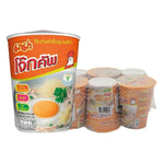 MAMA Jok Chicken dry grocery cup with six 45g packs, showing the packaging of spicy chicken flavor snack.