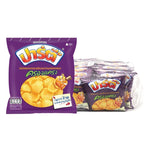 Party brand fried potato chips coated with butter caramel, a sweet snack from the dry grocery and confectionery snack selection.
