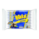 Voiz cracker with chocolate cream filling, 24g snack, shown in packaging, part of dry grocery snacks and confectionery.