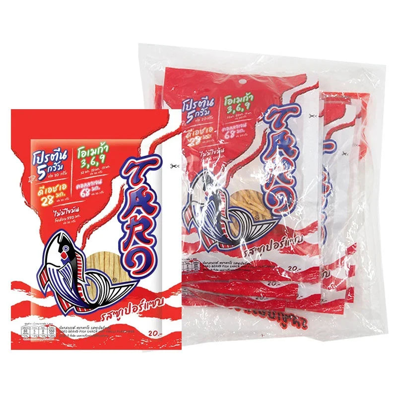 Taro Fish Snack Suppersap, 20g x6 packs, dry grocery snack with crunchy fish treats from TARO brand.