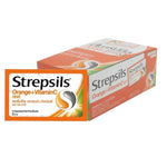 Strepsils Throat Lozenges Orange Vitamin C by STREPSILS, featuring orange-flavored lozenges in a clear packaging for sore throat relief.