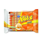 Voiz Waffle Cheese Rice Crispies 19g snack, crispy waffle cereal with cheese flavor, in colorful packaging.