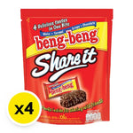 Beng Beng Beng Wafer Share 80g pack, crispy chocolate-filled snack from BENG BENG, shown in a four-pack bundle.