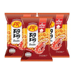 PR Rice Cracker Shrimp Spicy snack pack, crispy rice crackers with shrimp flavor, 80g x3, ideal for dry grocery and snack lovers.