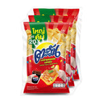 Tawan Extrude Salmon Spicy Salad snack package, 67g x3, dry grocery snack with spicy salmon flavor in sealed plastic bags