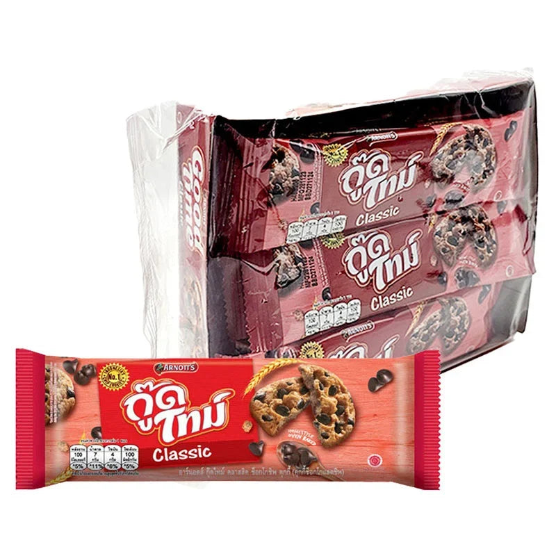 Arnotts Classic Chocolate Chips Cookies 22.7g pack, a popular snack with chocolate chip cookies from the dry grocery and confectionery category.