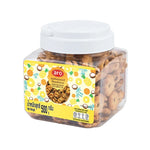 ARO Coconut Milk Biscuit with Pineapple Jam, 500g, showing golden biscuits filled with pineapple jam in a clear package.