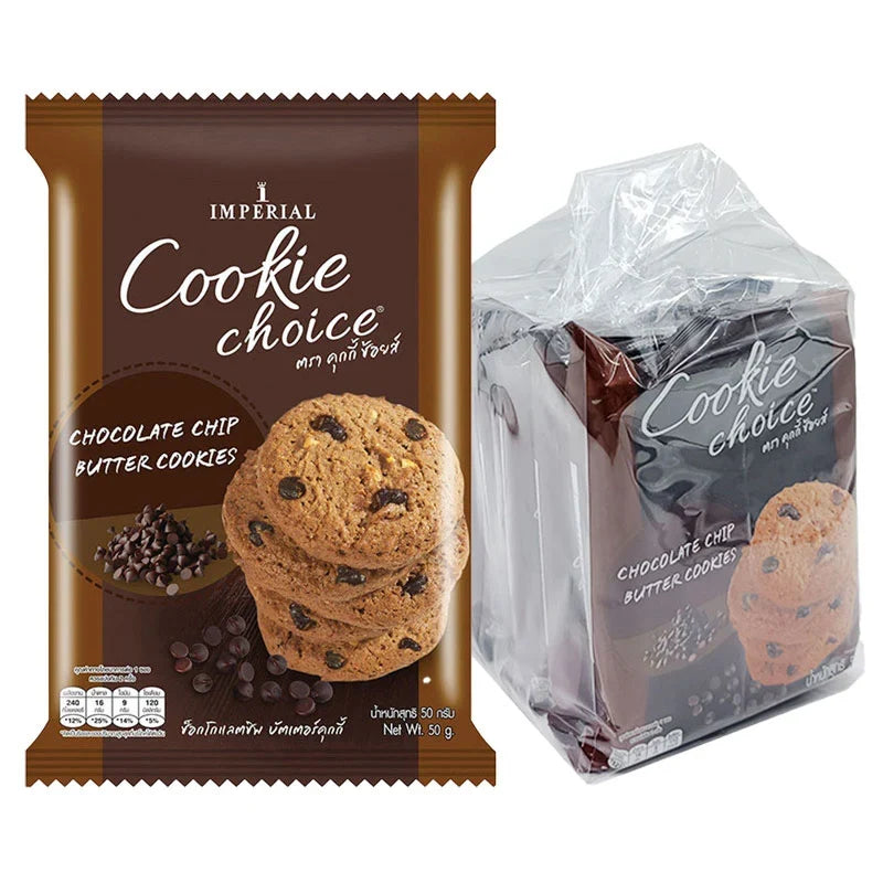 Choice Cookie Chocolate Chips 50g pack, featuring rich chocolate chips ideal for baking and snacking, by CHOICE.