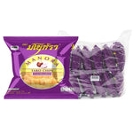 Manora Fried Chips Taro 10g pack, crispy taro snack from MANORA, arranged in a row on a neutral background.