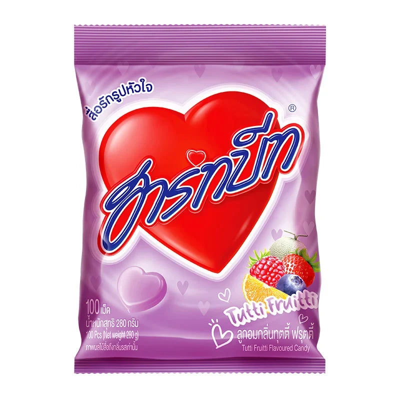HARTBEAT Candy Tutti Fruitti flavor, colorful dry grocery snacks and confectionery with vibrant fruit-shaped candies.