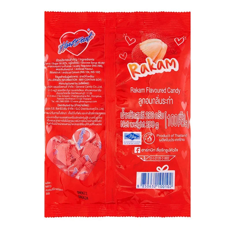 HARTBEAT Hartbeat Candy Rakam flavor dry snack in colorful packaging, showcasing the confectionery product with vibrant design.
