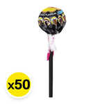 Chupa Chups Mini Lollipops with creamy flavor, 6g snack, featuring colorful lollipop designs in clear packaging.