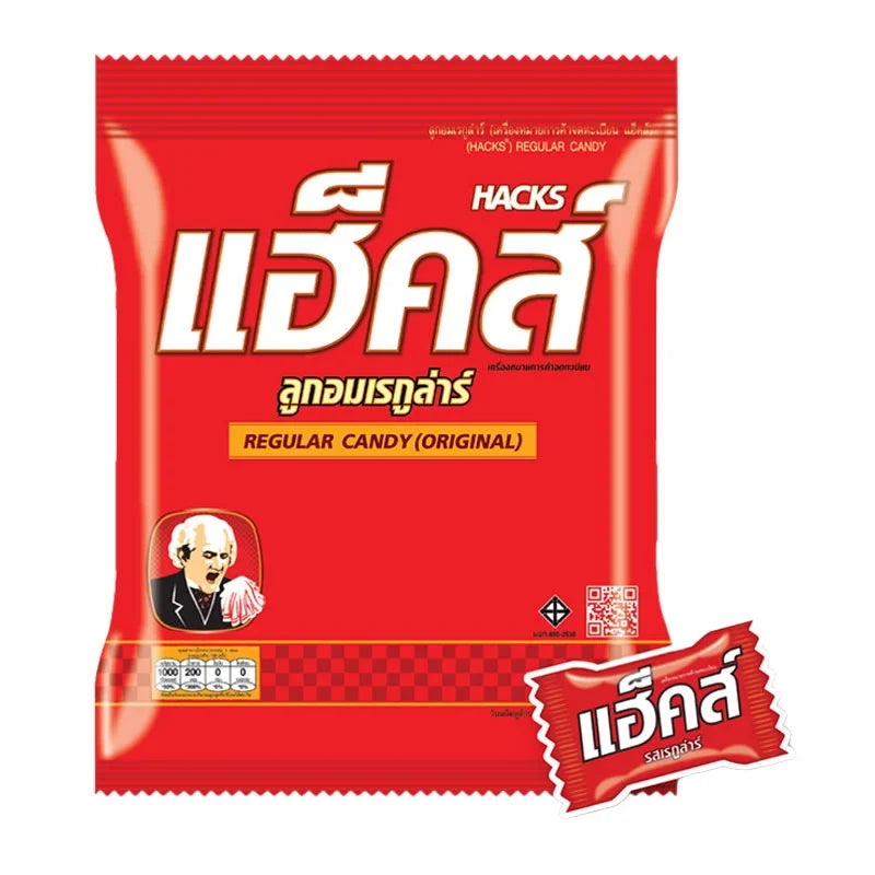 Hacks Candy Regular, a pack of dry grocery snacks with colorful candies from the HACKS brand.