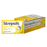 Strepsils Honey Lemon Throat Lozenges in a box, 24 pieces, part of dry grocery snacks and confectionery by STREPSILS.