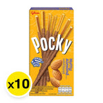 Pocky Almond Biscuit Sticks, 39g x10 pack, crunchy snack with almond-flavored biscuit sticks from POCKY, ideal for snacking.