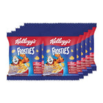 Kellogg's Frosties cereal 15g pack, dry grocery snack, showing colorful cereal flakes in a sealed packet.