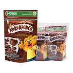 KOKO KRUNCH dry cereal boxes, 50g x4, featuring colorful Koko Krunch branding and images of crunchy cereal pieces.