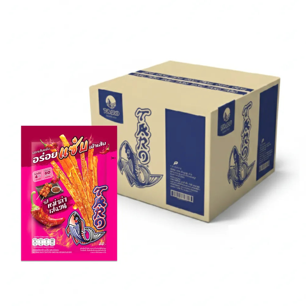 TARO Taro Sauce Coated Fish Snack Mala Sichuan flavor, dry snack, 18g x36 packs, crispy and flavorful seafood treat.