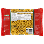 San Remo elbows macaroni in a clear bowl, showcasing cooked pasta with curly, tube-shaped pasta pieces.