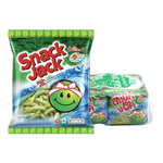 Snack Jack Green Pea Nori-Wasabi snack pack, 15g x 12, crispy green pea snacks with wasabi and nori flavor in a dry grocery bag.