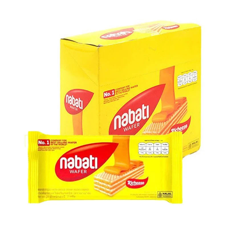 NABATI Wafer Cheese Cream snack pack, 27g x12, crispy wafer with cheese cream filling, ideal for dry grocery and confectionery.