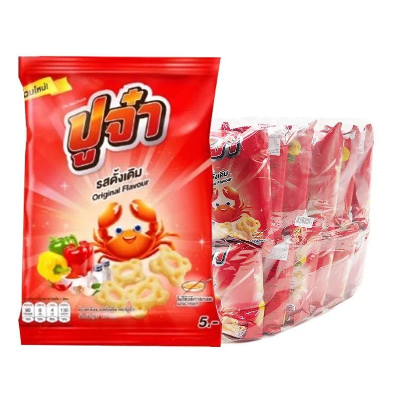 Pu-Jaa Snack Fried Cracker 15g, crispy snack in a pack of 12, ideal for dry grocery and confectionery snack options.