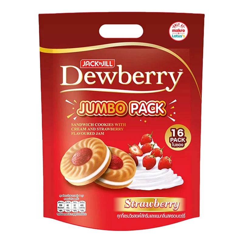 Dewberry Strawberry dry grocery product, 288g package of dried strawberries from the DEWBERRY brand.