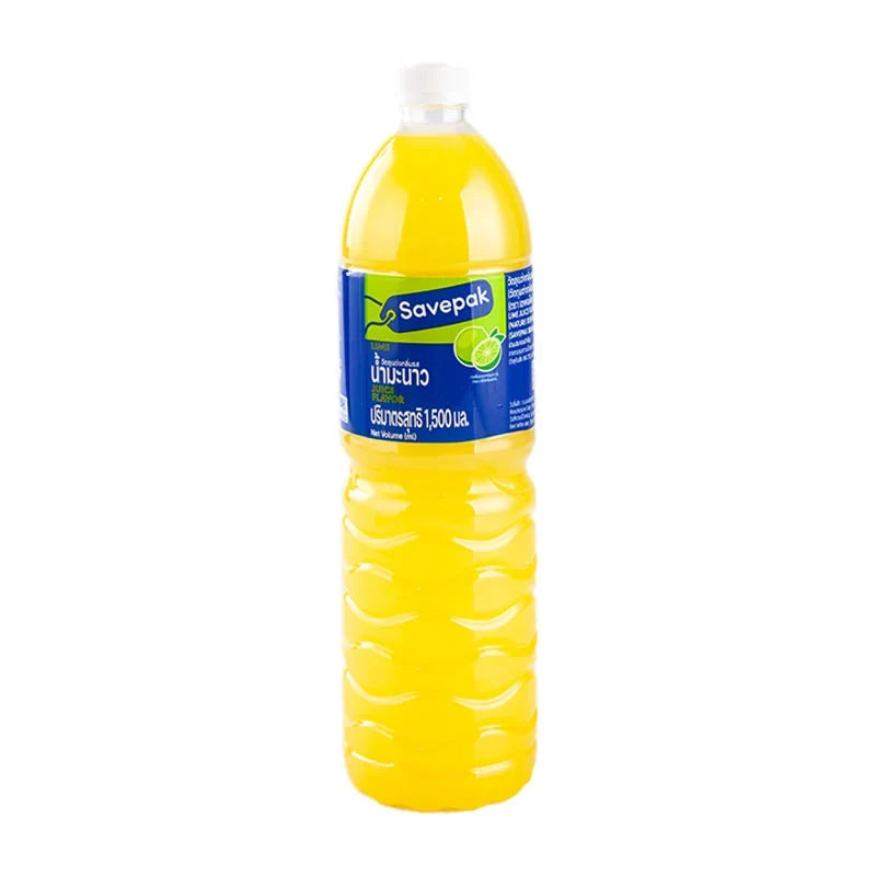 Savepak Lime Flavoring in a 1.5L bottle, dry grocery product with a bright label featuring lime images and brand logo.