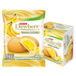 Dewberry Banana Custard Cake snack in 15g package, dry grocery snack with banana custard flavor from Dewberry brand.