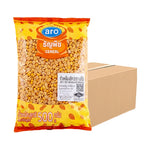 Pack of six 500g ARO Split Soy Beans in dry grocery packaging, showing the soy beans inside and product label.
