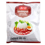ARO Roast Red Pork Powder 500g dry grocery product, showing a package of seasoning powder in a resealable bag.