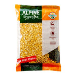 Alpine Chana Dal 500g package of dry grocery lentils in a clear plastic bag with label showing product details.