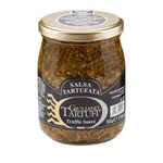 Giuliano Tartufi truffle sauce in 500g jar, dry grocery product with rich black truffle flavor, labeled with brand and product details.