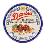 Danisa traditional choco cashew butter cookies in 200g package, showcasing golden-brown cookies with chocolate and cashew toppings.