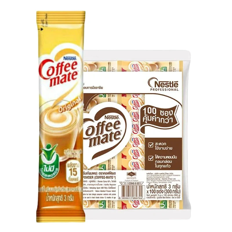 Coffee Mate Creamer Stick 3g, 100-pack, dry coffee creamer sticks from the COFFEE MATE brand, shown in the image.
