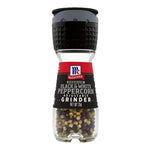 Mccormick Black & White Peppercorn 35g jar showing black and white peppercorns in clear glass container.