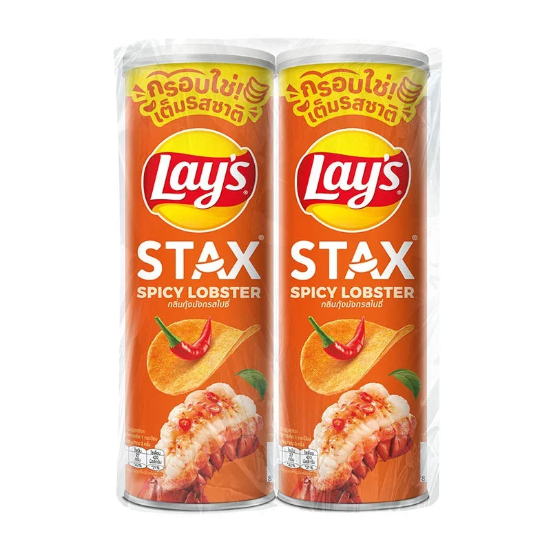 Lay's Stax Spicy Lobster Potato Chips in 100g packs, crispy snack with lobster flavor, perfect for snack lovers