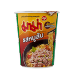 Mama Cup Noodle Minced Pork, instant soup with noodles and savory minced pork in a convenient grocery cup.