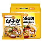 Nongshim Neoguri Mild Seafood instant noodle pack, 120g x5, dry grocery product with colorful seafood flavor packaging.