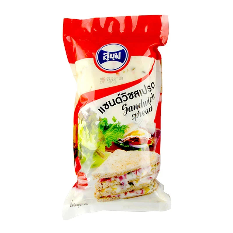 Sukhum Sandwich Spread 1kg jar with label, creamy dry grocery product from the SUKHUM brand, displayed on a plain background.