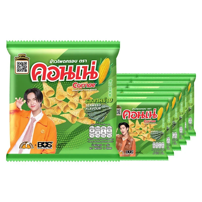 Cornae Corn Snack seaweed flavor in 11g packs, crispy corn snack, ideal for dry grocery and snack lovers.