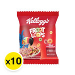 Kellogg’s Froot Loops cereal box with colorful cereal loops and branding, 15g x 12 packs, in a dry grocery product image.